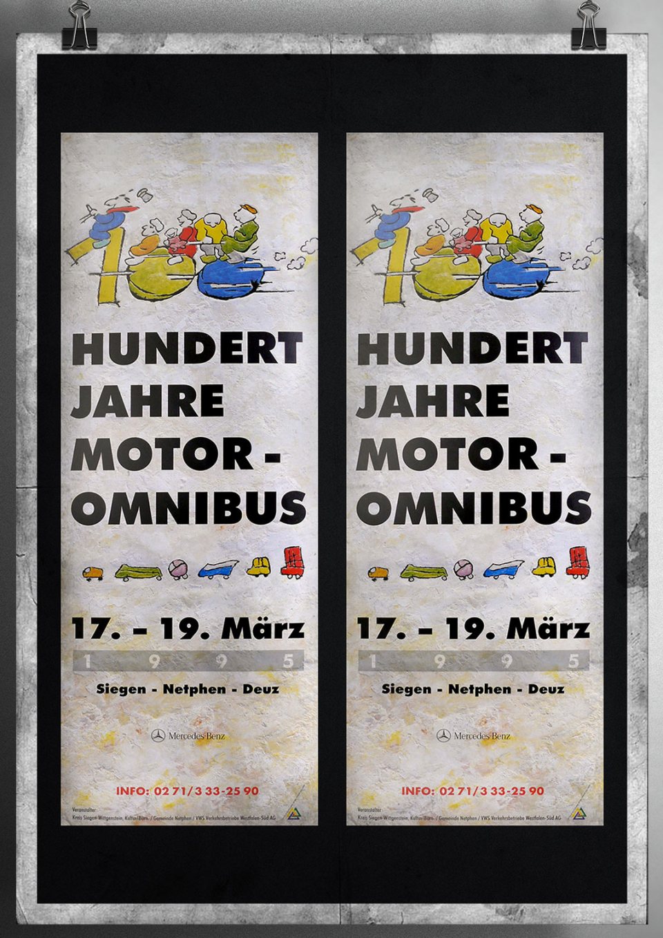 #links kleine Plakate 100 Jahre Motoromnibus
